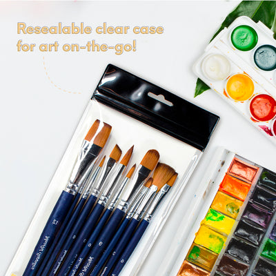 10 pcs Watercolor Paint Brush Set - MozArt Supplies USA